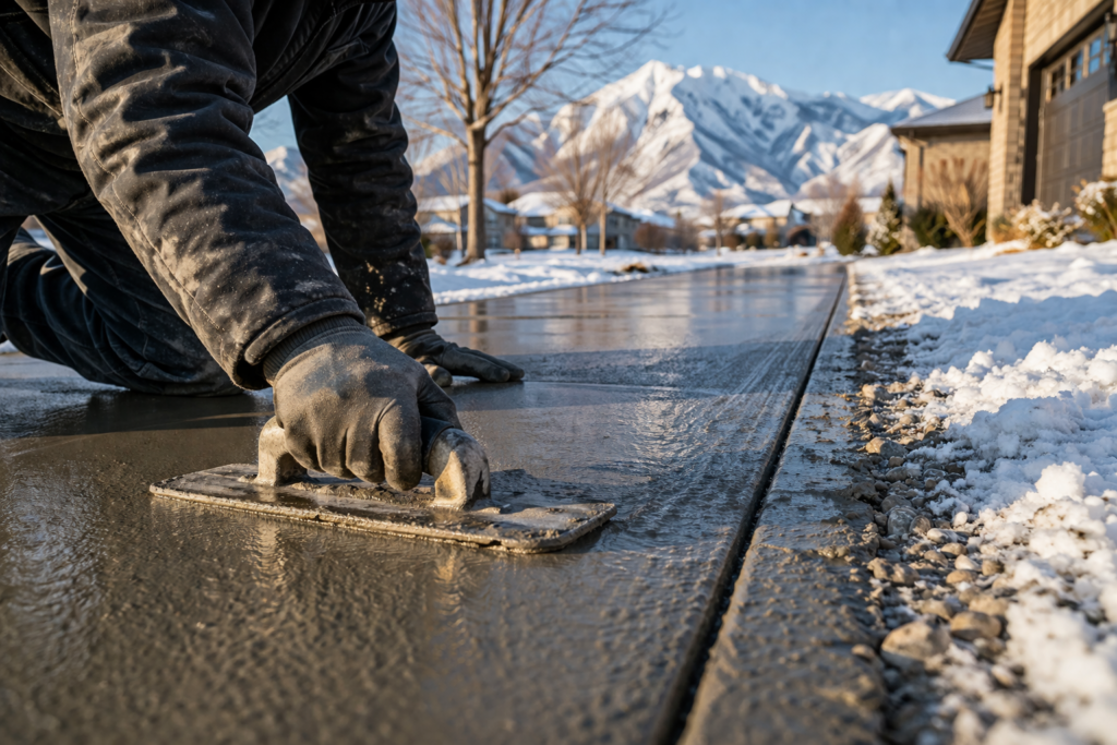 Concrete sidewalk installation in Boise Idaho designed to withstand winter weather and freezing temperatures